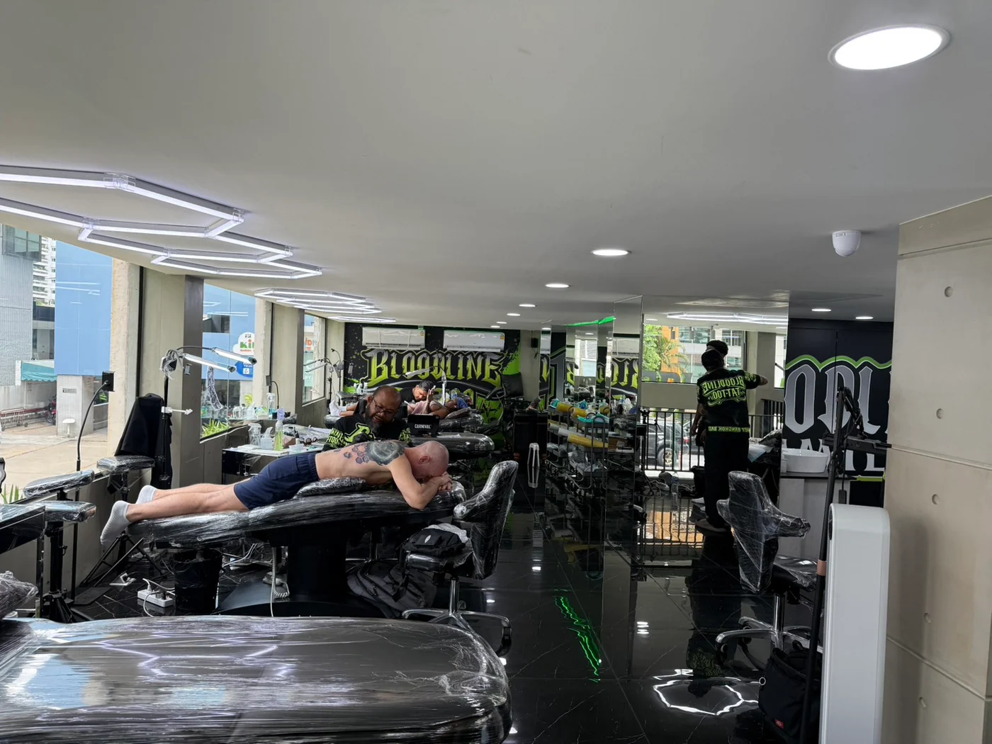 Clean appointment-only tattoo studio interior in Bangkok